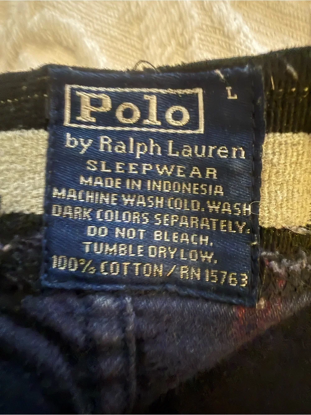 Polo Ralph Lauren Mens Pajama Pants Navy Blue Red Pony Logo Cotton Large L